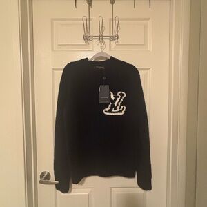 Louis Vuitton Navy Blue Crewneck Sweater with Logo